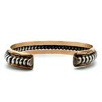 Vintage Sterling Silver Beaded Ridge Cuff Bracelet- Hand Stamped Navajo Style - Image 3