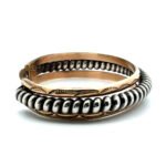 Vintage Sterling Silver Beaded Ridge Cuff Bracelet- Hand Stamped Navajo Style - Image 2