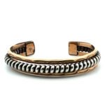 Vintage Sterling Silver Beaded Ridge Cuff Bracelet- Hand Stamped Navajo Style
