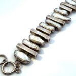 Sterling Silver Chunky Modernist Baroque Pearl Toggle Bracelet