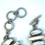 Sterling Silver Chunky Modernist Baroque Pearl Toggle Bracelet - Image 2
