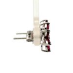 14K W Gold Rhodolite Garnet Diamond Accent Flower Stud Earrings - Image 3