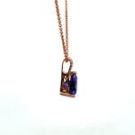 14K R Gold 2.20ct Trillion Cut Tanzanite with Diamond Accent Necklace 18" - Image 3