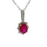 14K W Gold .93ct Ruby with Diamond Accents Necklace 18" - Image 2