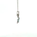 14K W Gold 1.10ct Aquamarine with Diamond Flower Accent Necklace 18" - Image 3