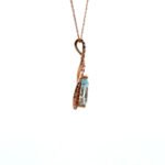 14K Rose Gold 1.70ct Aquamarine with Diamond Accent Necklace 18" - Image 3