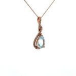 14K Rose Gold 1.70ct Aquamarine with Diamond Accent Necklace 18" - Image 2