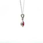 14K White Gold 0.96ct Ruby with Diamond Accent Necklace 18" - Image 4