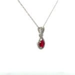 14K White Gold 0.96ct Ruby with Diamond Accent Necklace 18" - Image 2