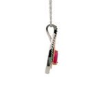 14K Two Toned Gold Ruby with Diamond Accent Necklace 18" - Image 3