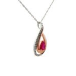 14K Two Toned Gold Ruby with Diamond Accent Necklace 18" - Image 2