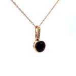 14K Rose Gold Bezel Set Amethyst with Diamond Accent Necklace 18" - Image 2