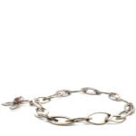Signed Sterling Silver Large Link with a Carnelian Flower Pendant Choker Necklace - Image 3