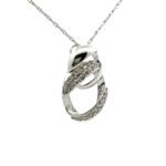 14K White Gold .50tw Diamond Looped Circle Necklace 18" - Image 2