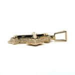 10K Yellow Gold Black Enamel Cross with Diamond Accent Pendent - Image 3