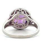 14K White Gold Filigree Approx. .15 TDW Diamond Accented Circle Amethyst Ring Size 6.75 - Image 3