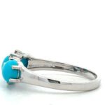 14K White Gold Approx. .06 TDW Diamond Accented 3 Circle Turquoise Ring Size 7 - Image 2