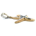 14K Two Tone Gold Round Black Diamonds Starfish Enhancer Pendant - Image 3