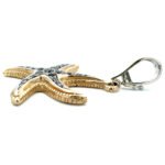 14K Two Tone Gold Round Black Diamonds Starfish Enhancer Pendant - Image 2