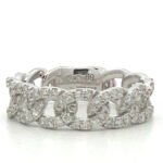 14K White Gold Diamond Accented 0.60 TDW Link Ring Size 6.5