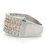 14K White Gold and Yellow Gold 5 Bands Alternating 1.00 Diamond TDW Ring Size 6.5 - Image 2
