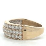 14K Gold 3 Diamond Band .95 Diamond TDW Ring Size 6.75 - Image 2