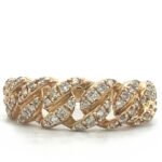 14K Gold Chain Link Band .49 Diamond TDW Ring Size 6.5