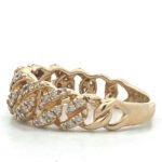 14K Gold Chain Link Band .49 Diamond TDW Ring Size 6.5 - Image 2