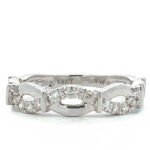 14K White Gold Double Band Intertwining with .28 Diamond TDW Ring Size 7