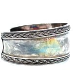 Vintage Sterling Silver Braided Edged Cuff Bracelet - Image 2
