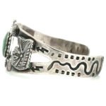 Vintage Native Stamped Sterling Silver Turquoise Cuff Bracelet - Image 2