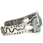 Vintage Native Stamped Sterling Silver Turquoise Cuff Bracelet - Image 3