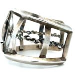 Vintage Artisian Sterling Silver and Mother of Pearl Cuff Bracelet - Image 2
