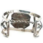 Vintage Artisian Sterling Silver and Mother of Pearl Cuff Bracelet - Image 3