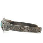 Vintage Fred Harvey Pacific Style Sterling Silver and Turquoise Cuff Bracelet - Image 2