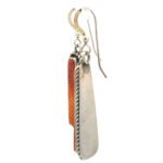 Vintage Native Signed Sterling Silver Orange Spiny Oyster Dangle Earrings - Image 3