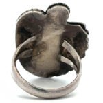 Marked Native Sterling Silver Single Leaf and Flower Oval Turquoise Ring Size 8.5 - Image 3