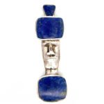 Vintage Sterling Silver Lapis Lazuli Stone Hedge Pendant and Brooch