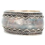 Vintage Native Sterling Silver Braided and Squiggle Cuff Bracelet - Image 2