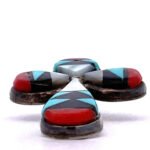 Robert Lewis Vintage Zuni Navajo Sterling Silver Multi-Gem Inlay Cross Pendant - Image 2