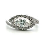 Uneek 14K White Gold GIA Cert 1.01ct Marquise Diamond with Halo Horizontal Set Engagement Ring Size 7