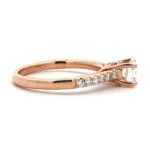 14K Rose Gold .61ct Round Brilliant Diamond Hidden Halo Pave Accented Engagement Ring Size 6.75 - Image 2