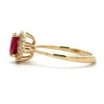 14K Yellow Gold .98ct Oval Cut Ruby .16cttw Diamond Halo Accented Engagement Ring Size 6.5 - Image 2