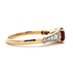 14K Two Tone Gold .99ct Oval Ruby .20cttw Round Diamond Accented Fashion Ring Size 7 - Image 2