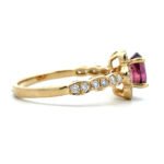 14K Yellow Gold 1.21ct Oval Ruby .32cttw Diamond Halo Flower Design Scalloped Band Fashion Ring Sz 6.75 - Image 2