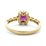 14K Yellow Gold 1.21ct Oval Ruby .32cttw Diamond Halo Flower Design Scalloped Band Fashion Ring Sz 6.75 - Image 3
