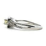 14K White Gold .16ct Natural Yellow Round Diamond Split Shank Pave Accented Engagement Ring Size 6 - Image 2
