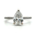 Simon G 18K White Gold GIA Cert 1.34ct Pear Brilliant Cut Diamond Hidden Halo Engagement Ring Size 7.5