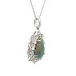 14K White Gold 1.62ct Pear Shaped Opal .21cttw Diamond Accented Pendant Necklace 18" - Image 2