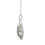 14K White Gold 1.62ct Pear Shaped Opal .21cttw Diamond Accented Pendant Necklace 18" - Image 3